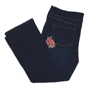 The Pioneer Woman Dark Blue Boot Cut Jeans with Floral Embroidery